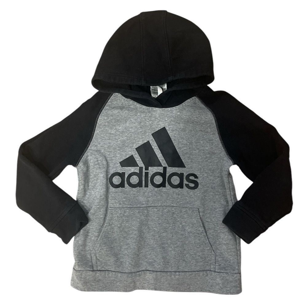 Adidas Gray and Black Pullover Hoodie with Logo